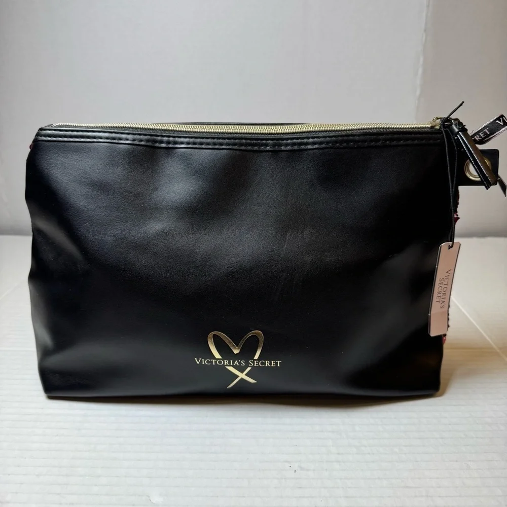 Victorias Secret Zip Pouch Bombshell All Over Sequins Hot Pink Rare Cosmetic Bag